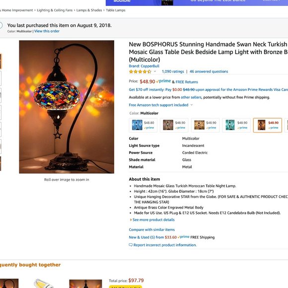 BOSPHORUS Turkish Moroccan Mosaic Lamp - Picture 7 of 7